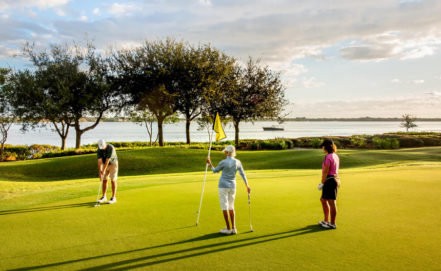 golf course and players