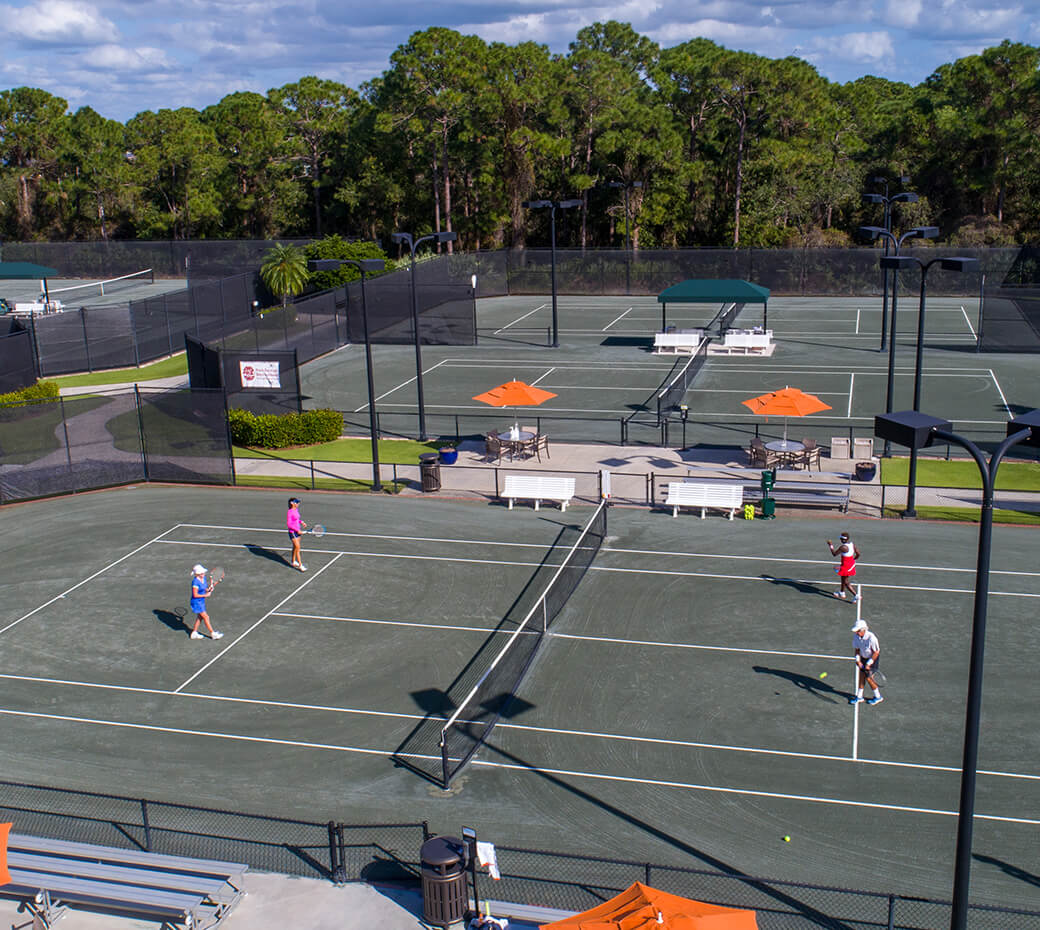 aerial view of tennis courts