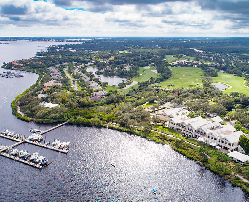 drone image of the docks