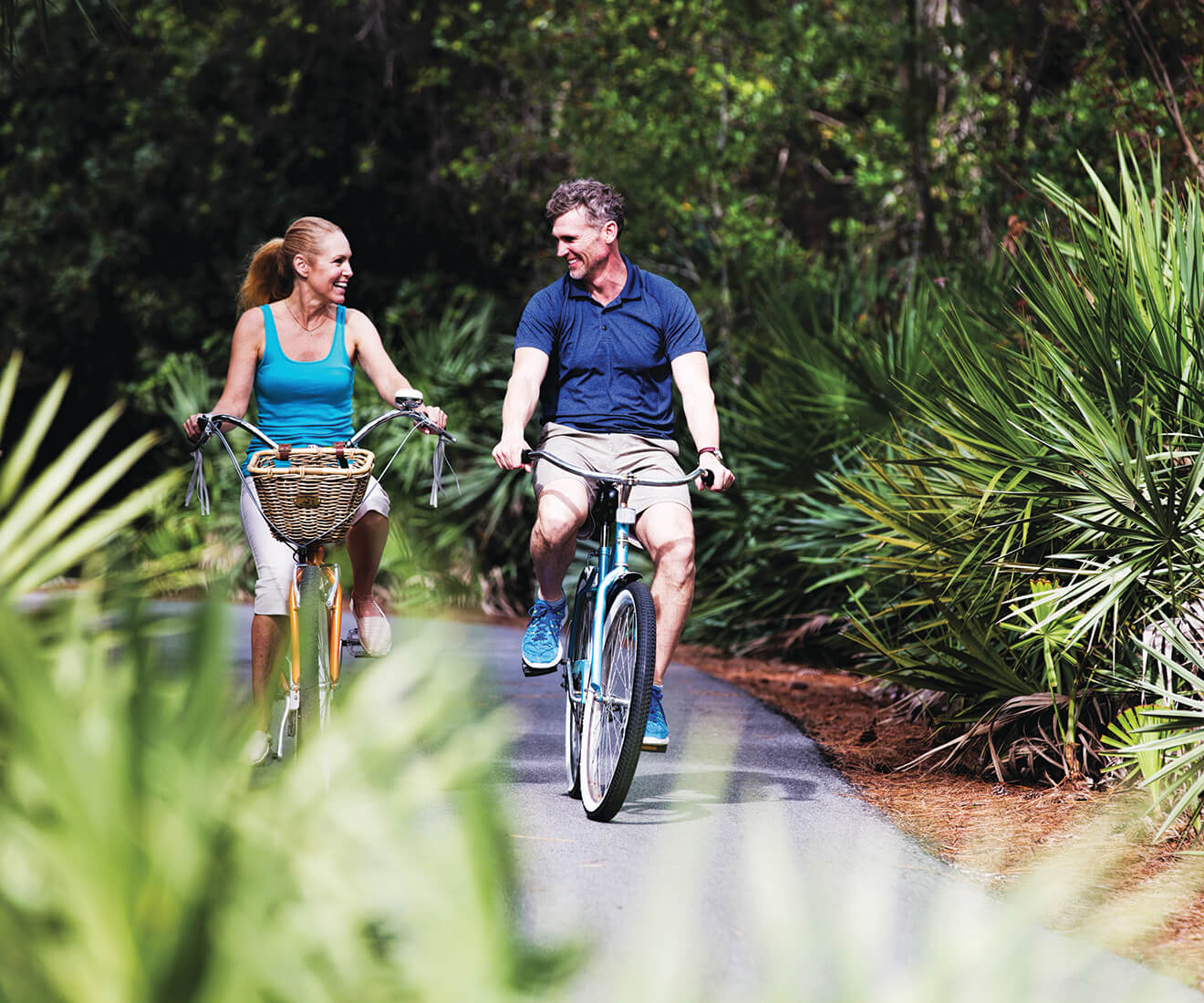 couple riding bikes