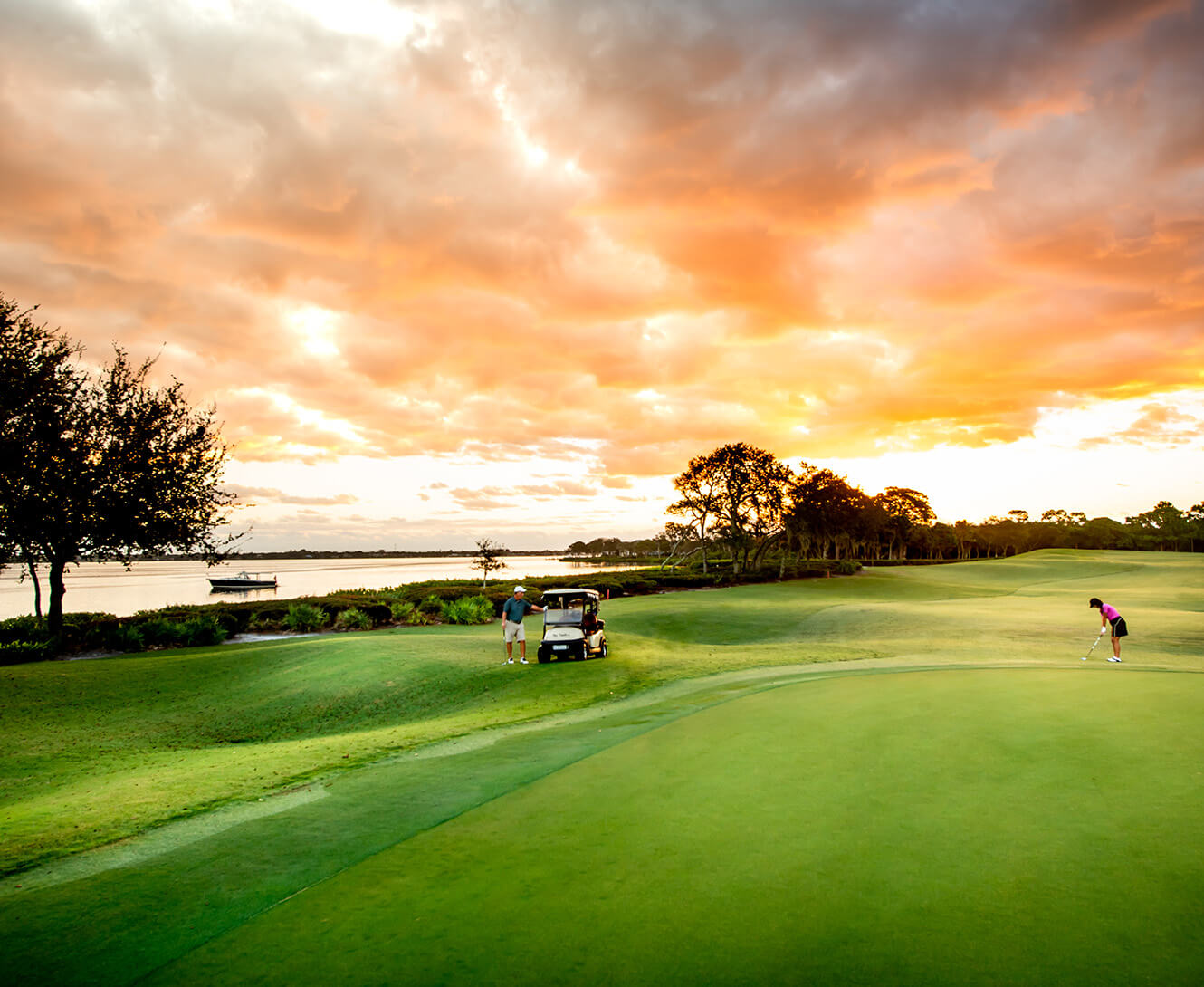 golf course and sunset